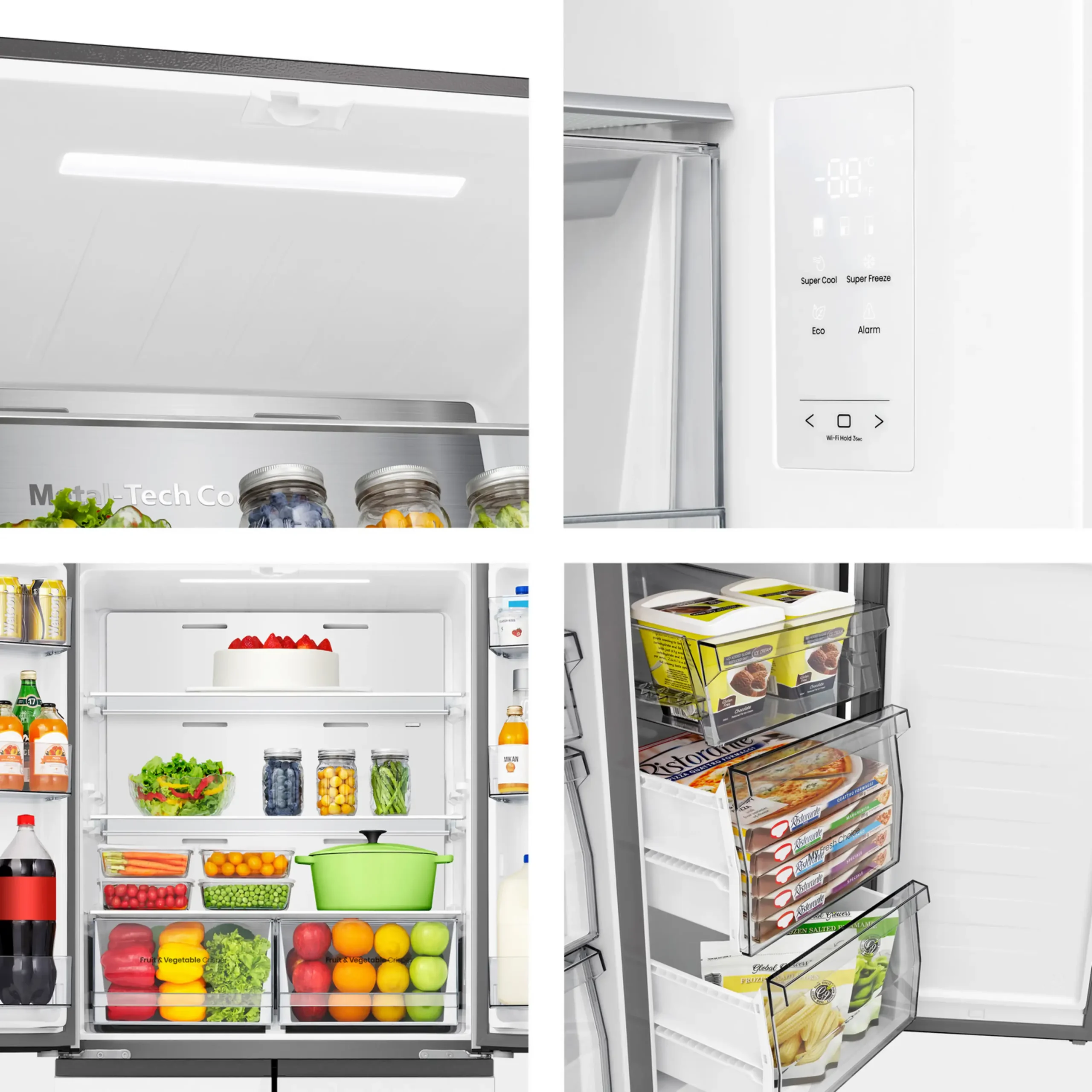 Frigorífico americano - Hisense RQ5P470SETE, Total No Frost, 178.5 cm, 483 l, WiFi, Inverter, Cristal Blanco – Image 10