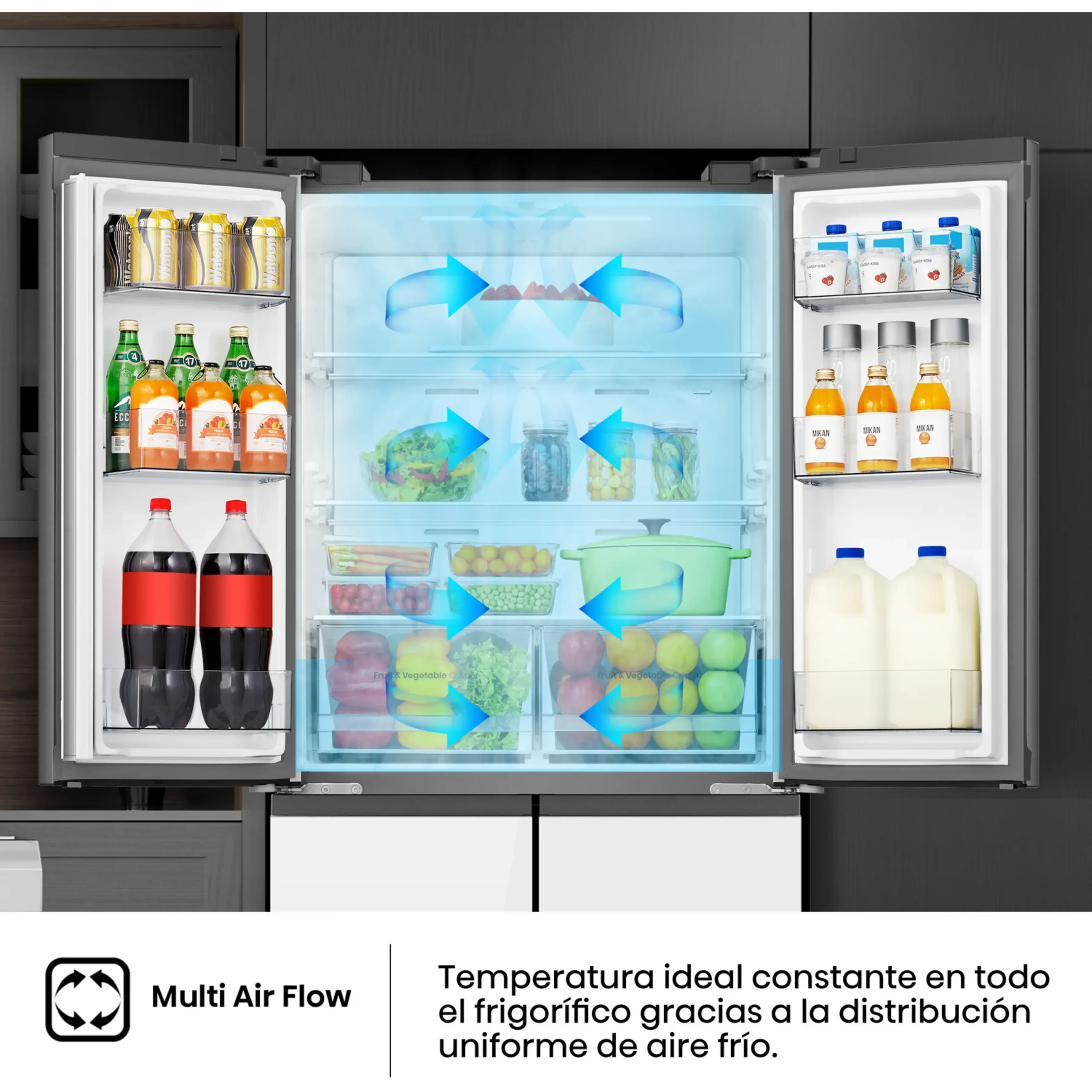 Frigorífico americano - Hisense RQ5P470SETE, Total No Frost, 178.5 cm, 483 l, WiFi, Inverter, Cristal Blanco – Image 7
