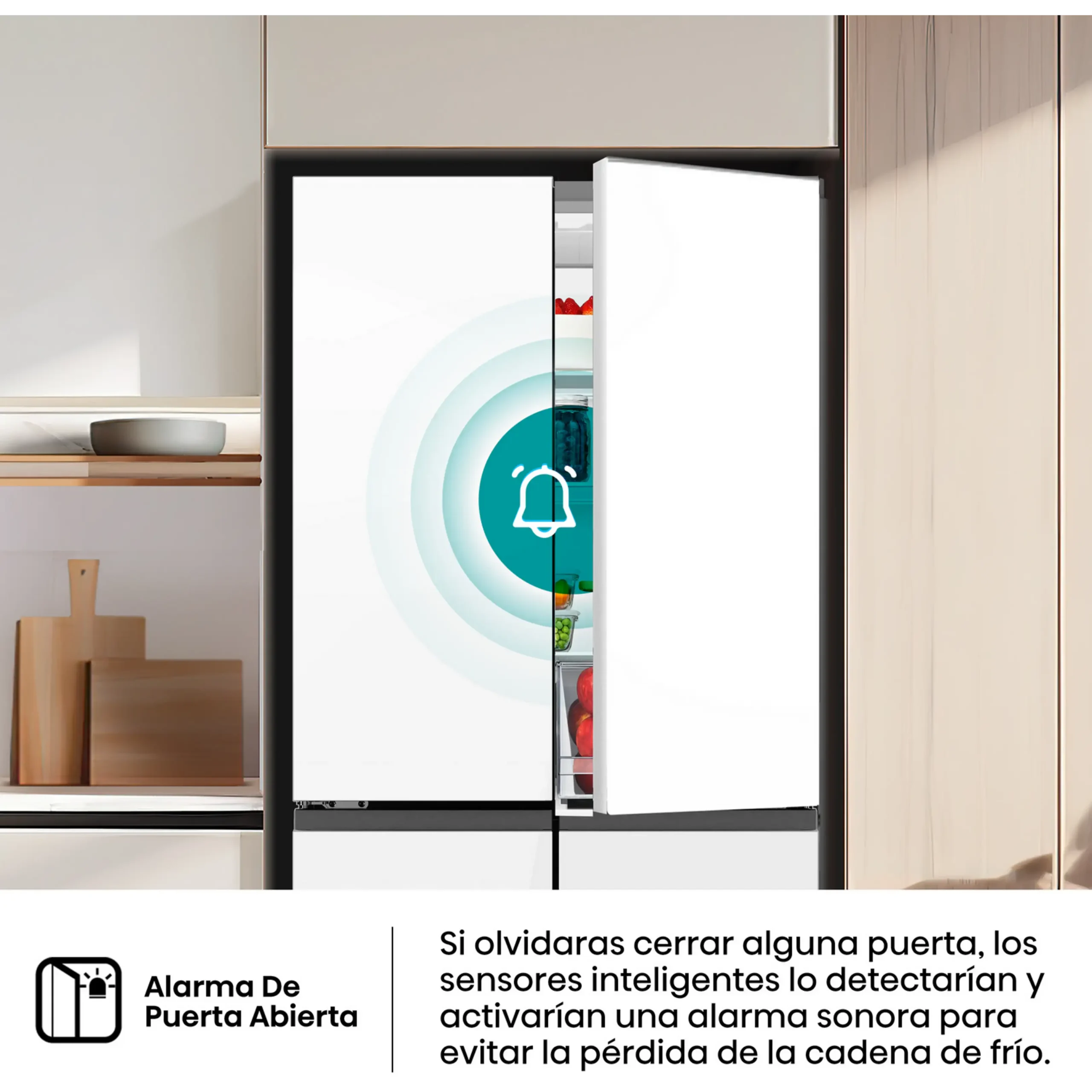 Frigorífico americano - Hisense RQ5P470SETE, Total No Frost, 178.5 cm, 483 l, WiFi, Inverter, Cristal Blanco – Image 3
