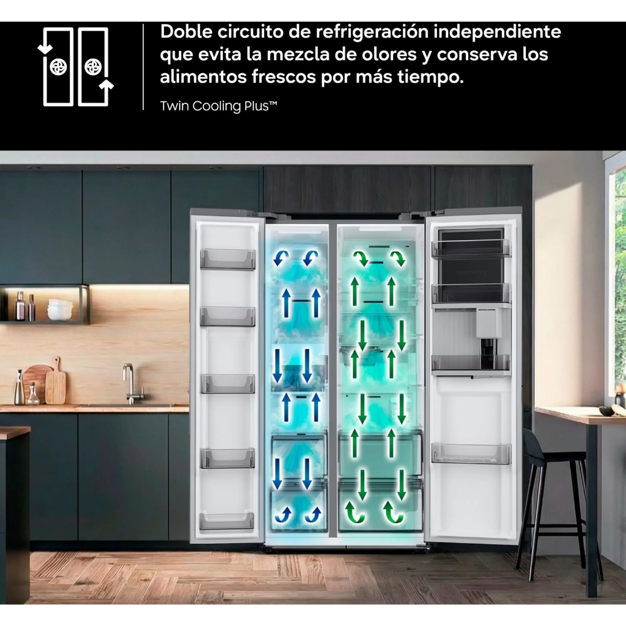 Frigorífico americano - Samsung RF50C530ES9/EF, Twin Cooling Plus, No Frost, 177.6 cm, 495 l, Dispensador agua y hielo, Inox – Image 9