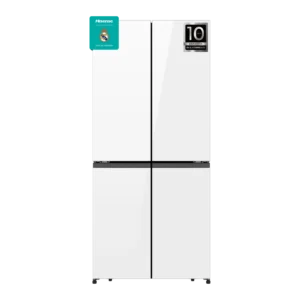 Frigorífico americano - Hisense RQ5P470SETE, Total No Frost, 178.5 cm, 483 l, WiFi, Inverter, Cristal Blanco