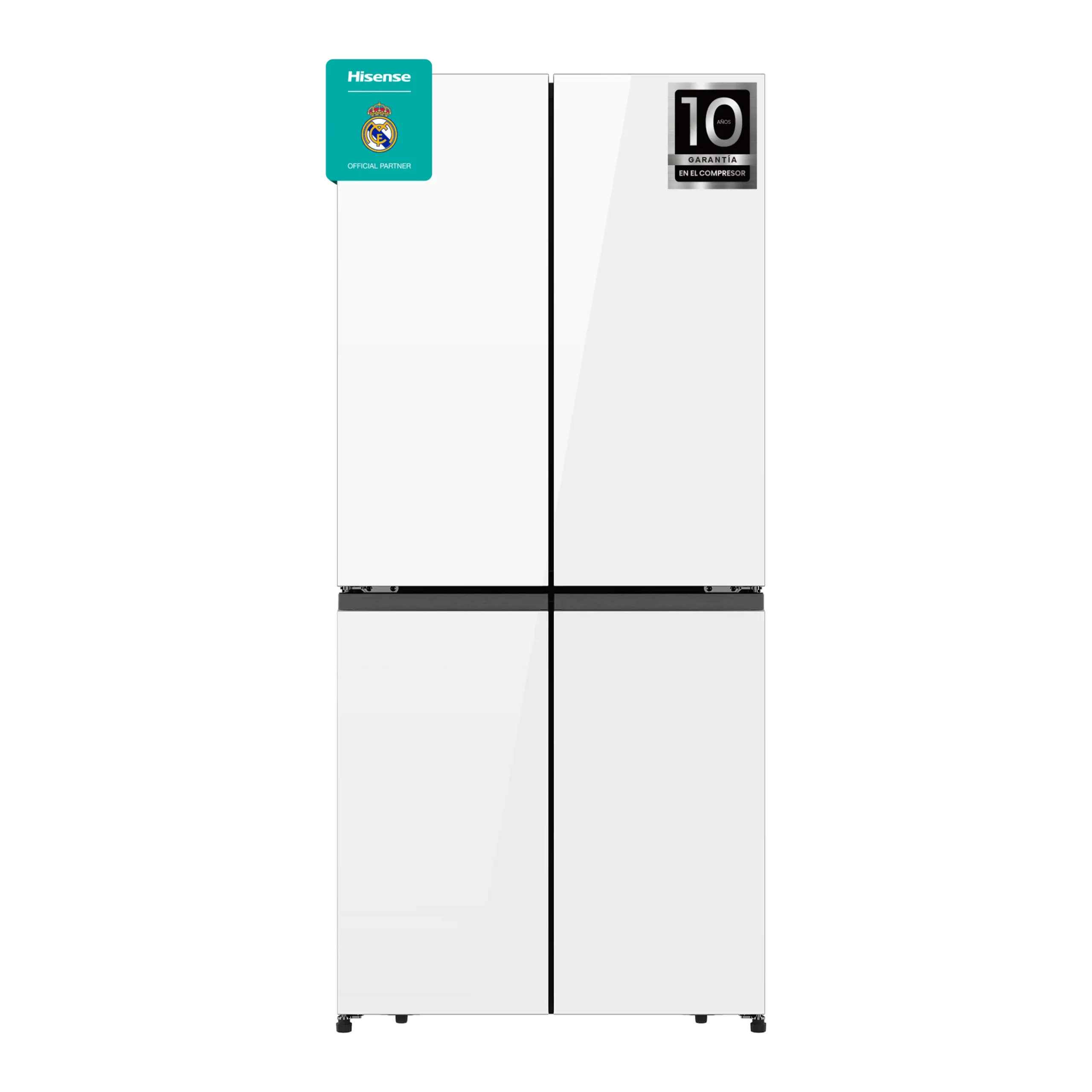 Frigorífico americano - Hisense RQ5P470SETE, Total No Frost, 178.5 cm, 483 l, WiFi, Inverter, Cristal Blanco